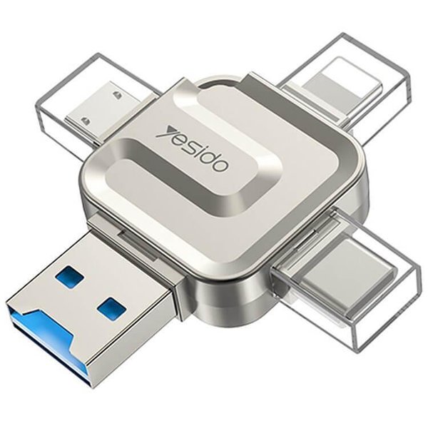 Card Reader 4in1 TF, Yesido GS23, Сив » Mytel.bg